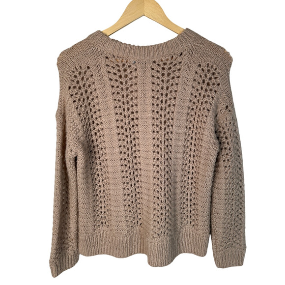 NEW! Madewell S Windemere Wool Alpaca Crochet Boxy Sweater Taupe Beige Neutral - Picture 3 of 7